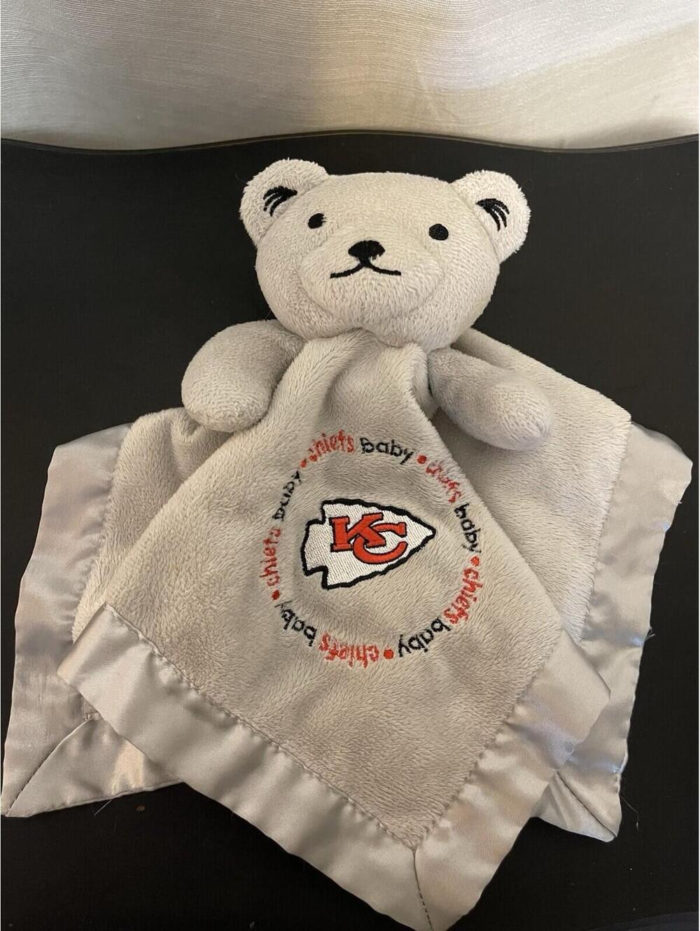 Baby Fanatic Kansas City Chiefs Gray Teddy Bear Plush Lovey Security Blanket NFL